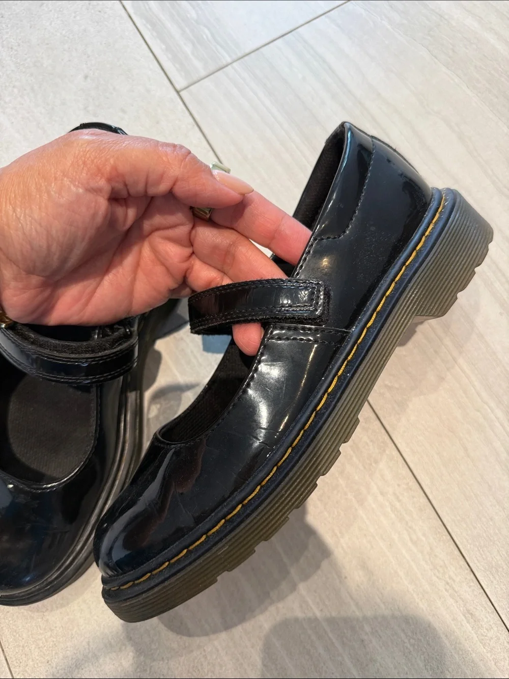 Dr. Martens Black Patent Mary Jane Kids Shoes